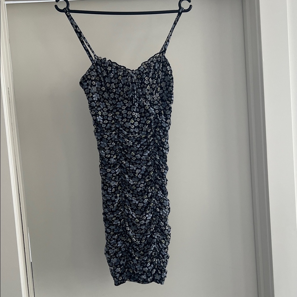 Divided Black Floral Midi Dress